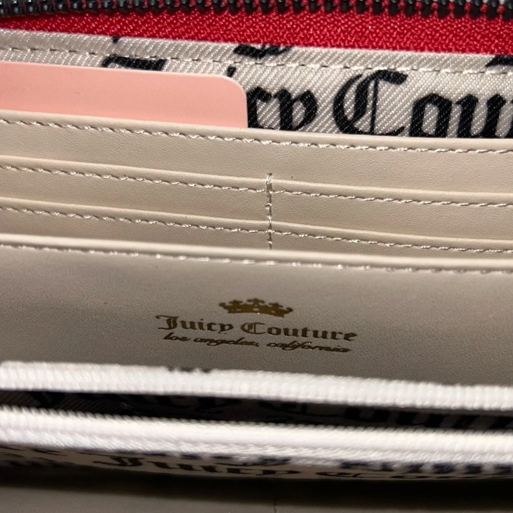 Juicy Couture Red Wallet Wristlet Clutch Gold Logo Wrist Strap Card Holder